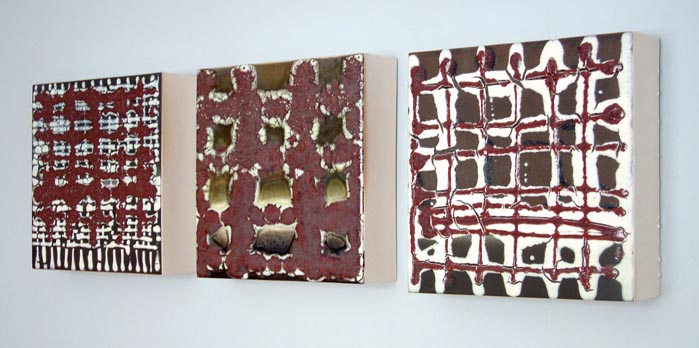 Three Part Weft and Warp - Glazed Ceramics - 2006 - 27 x 27 x 6.5 cm each