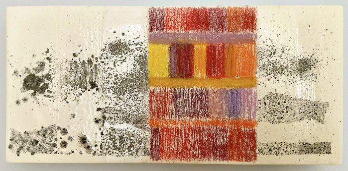 Depletion and Abundance - Mixed Media on glazed Ceramics - 2025 - 17.5 x 37 x 4 cm